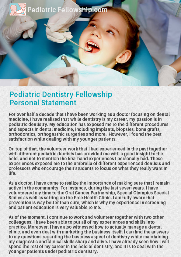 personal statement pediatric dentistry
