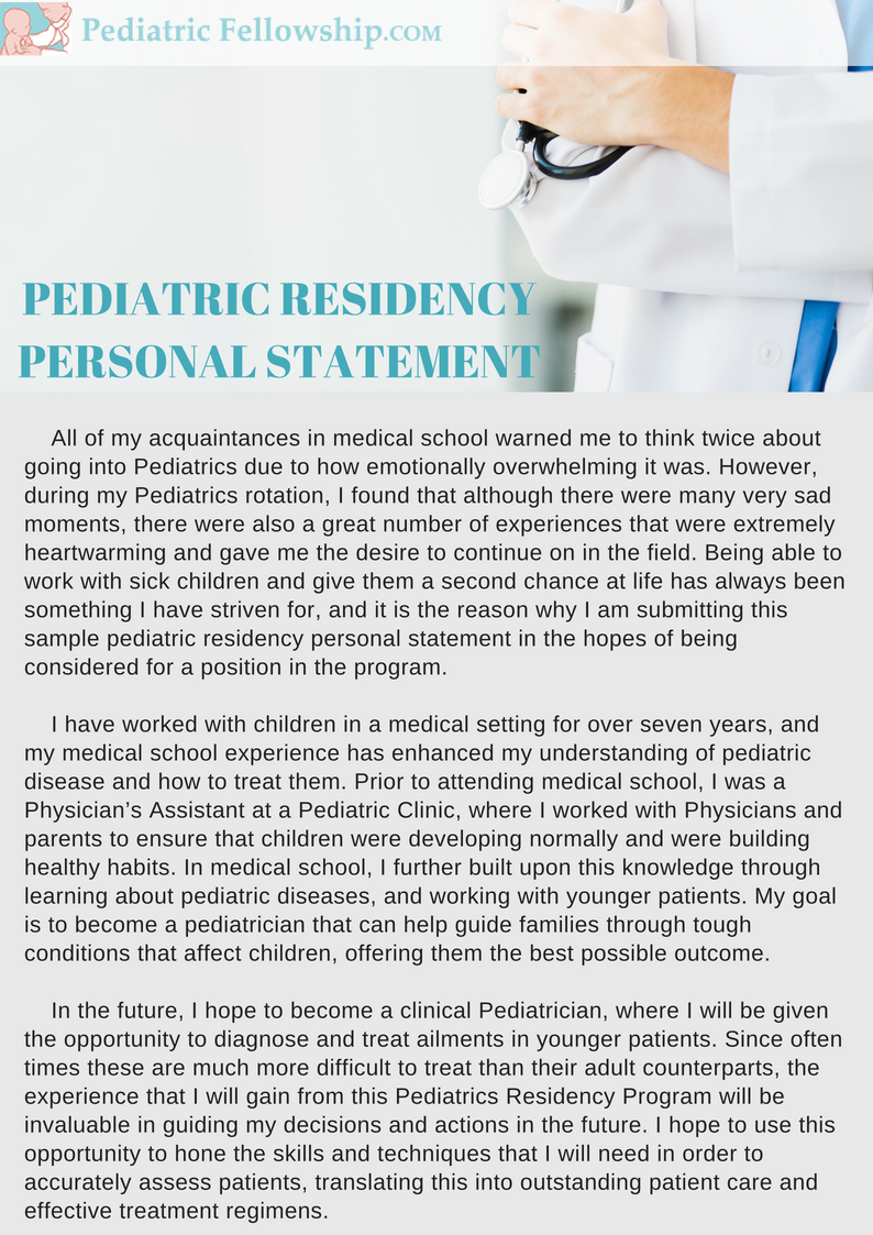 personal statement examples residency pediatrics